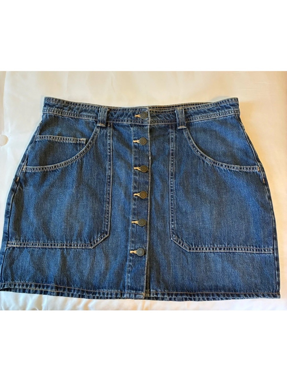 Old Navy Dark Blue Denim Button-Front Mini Skirt
